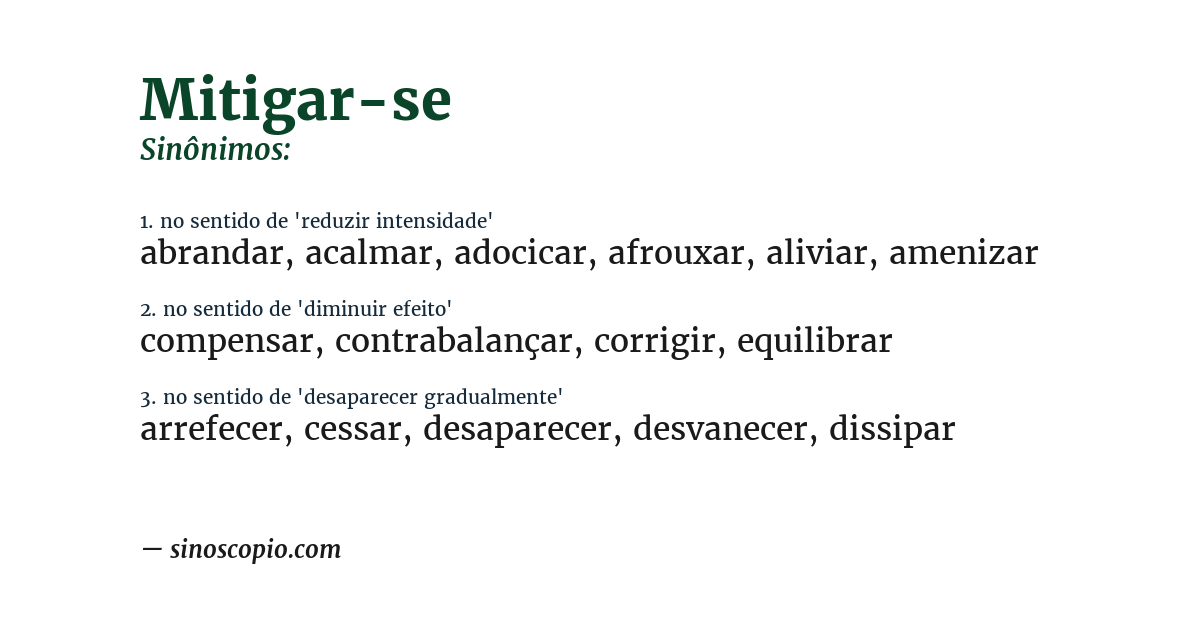 Sinônimo de mitigar-se