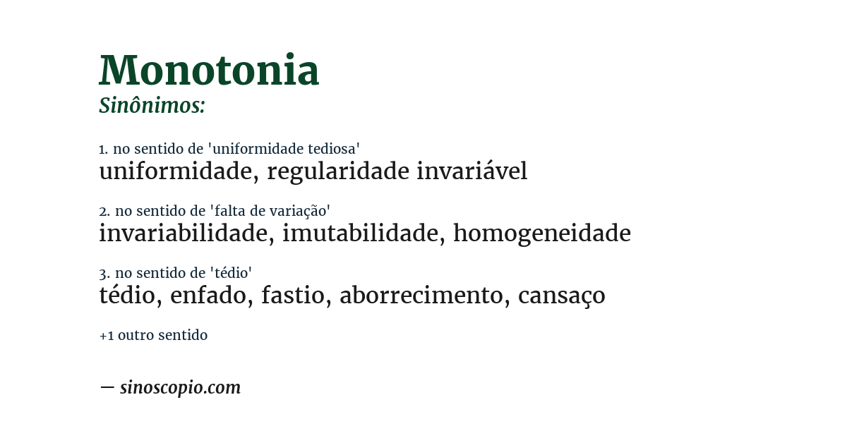 Sinônimo de monotonia
