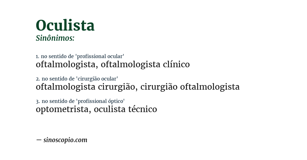 Sinônimo de oculista