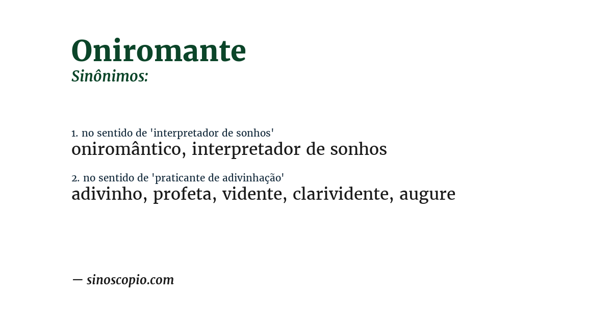 Sinônimo de oniromante