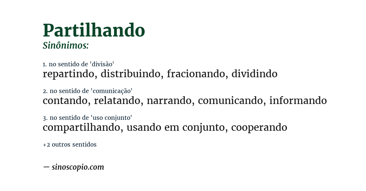 Sinônimo de partilhando