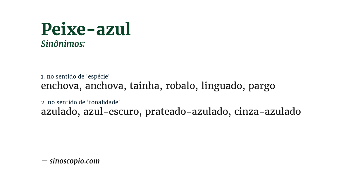 Sinônimo de peixe-azul