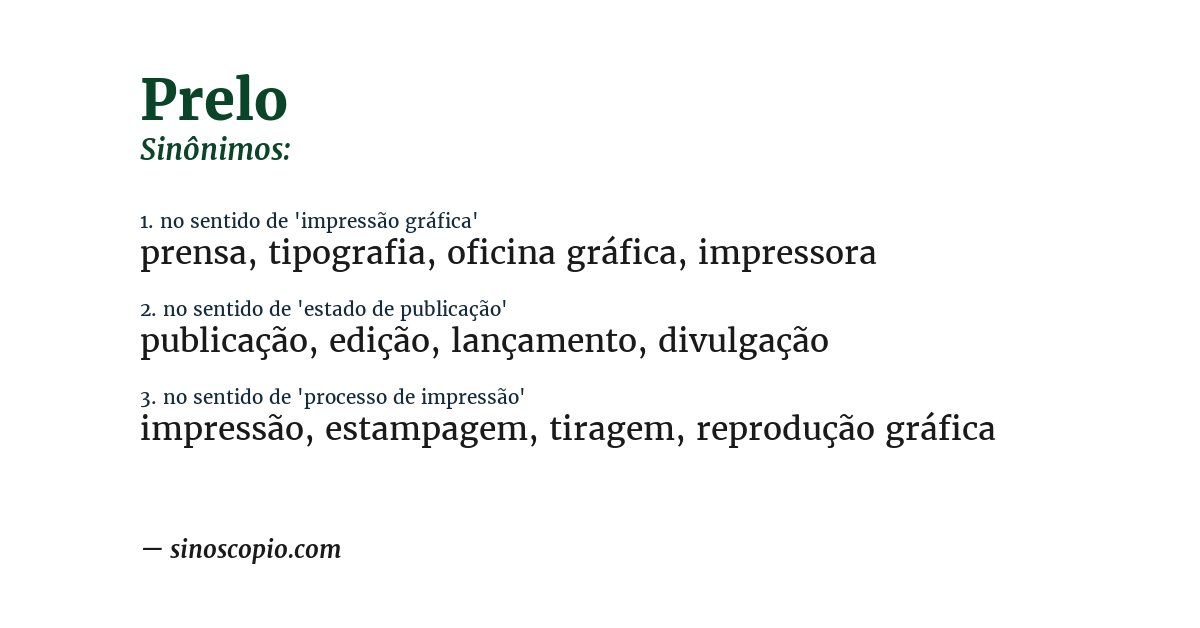 Sinônimo de prelo