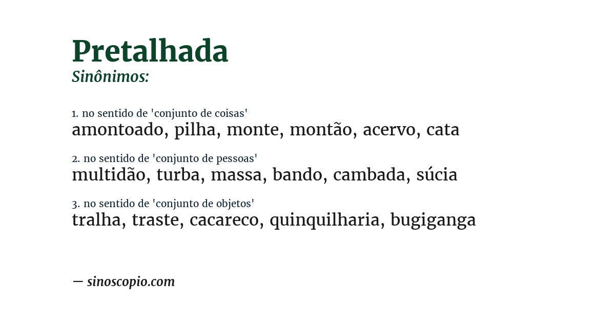 Sinônimo de pretalhada