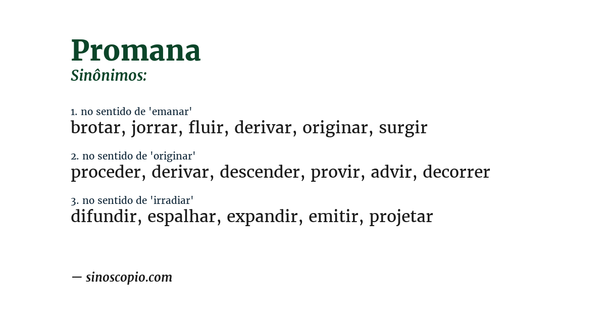Sinônimo de promana