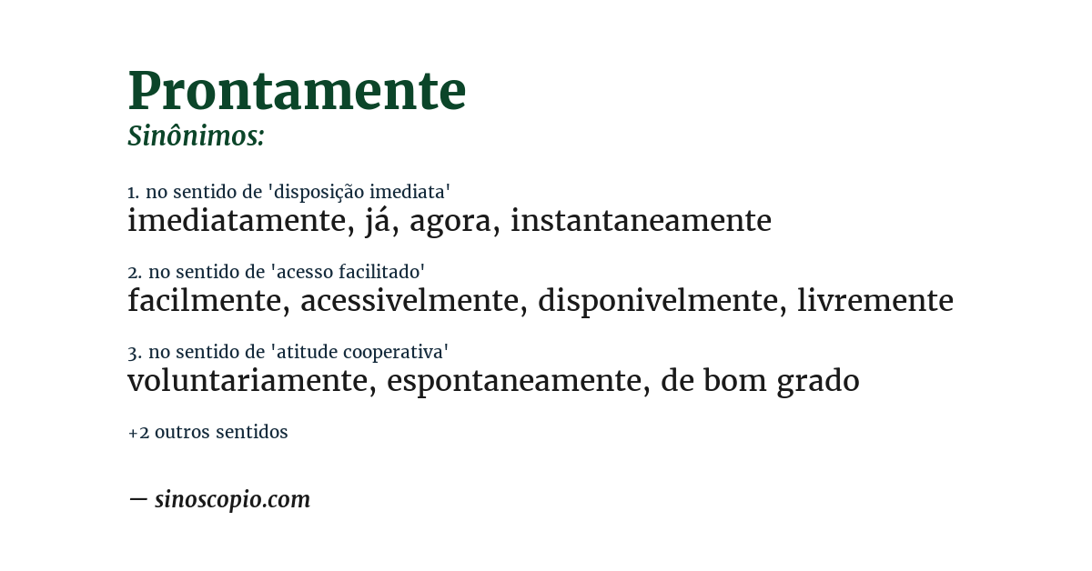 Sinônimo de prontamente