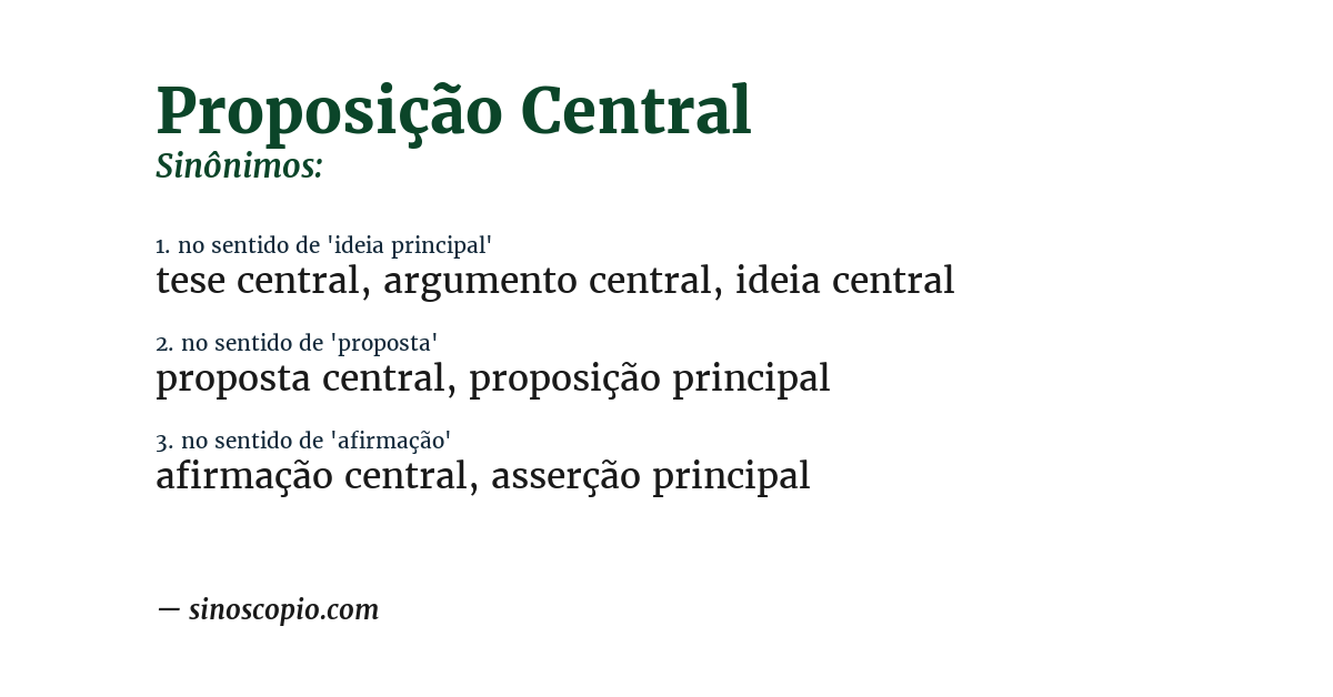 Sinônimo de proposição central