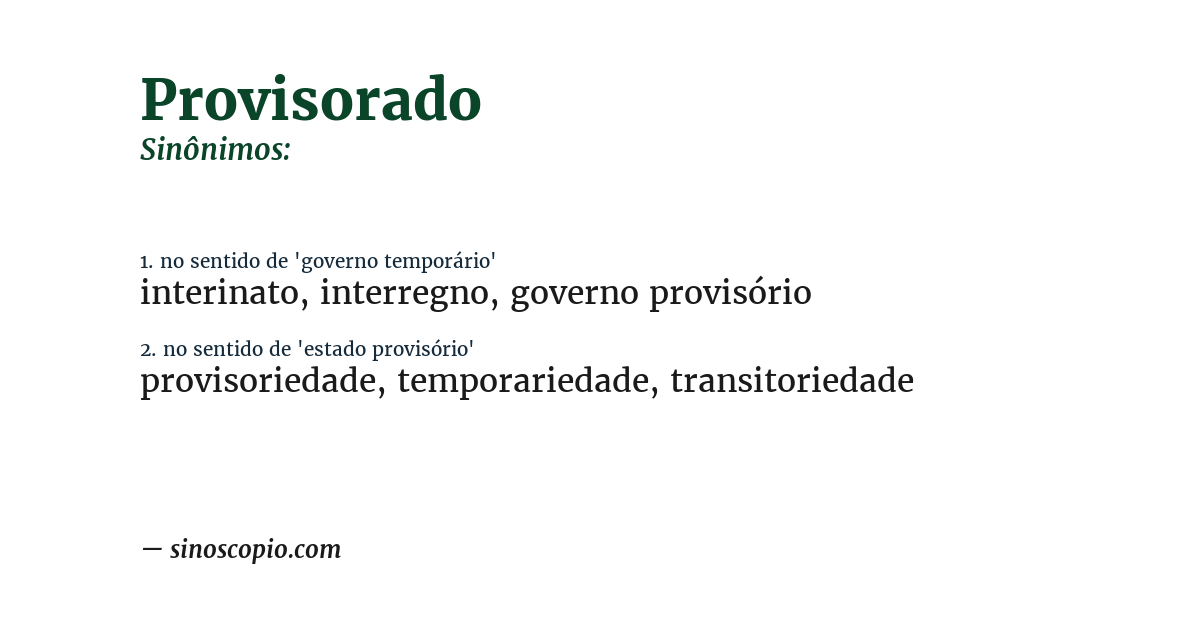 Sinônimo de provisorado
