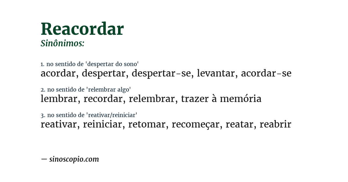 Sinônimo de reacordar