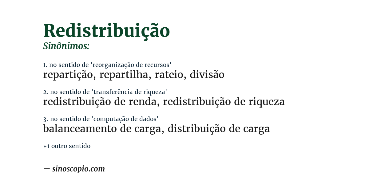 Sinônimo de redistribuição