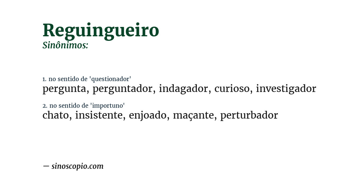 Sinônimo de reguingueiro
