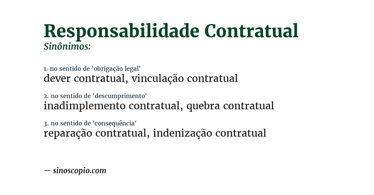 Sinônimo de responsabilidade contratual