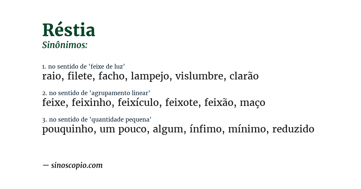 Sinônimo de réstia