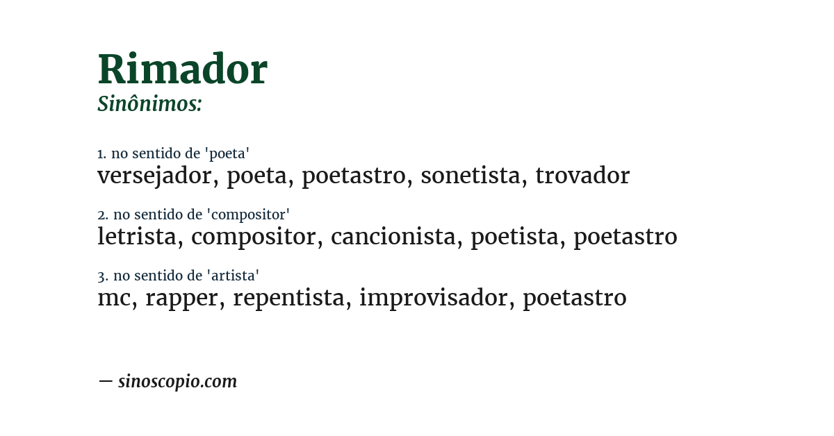 Sinônimo de rimador