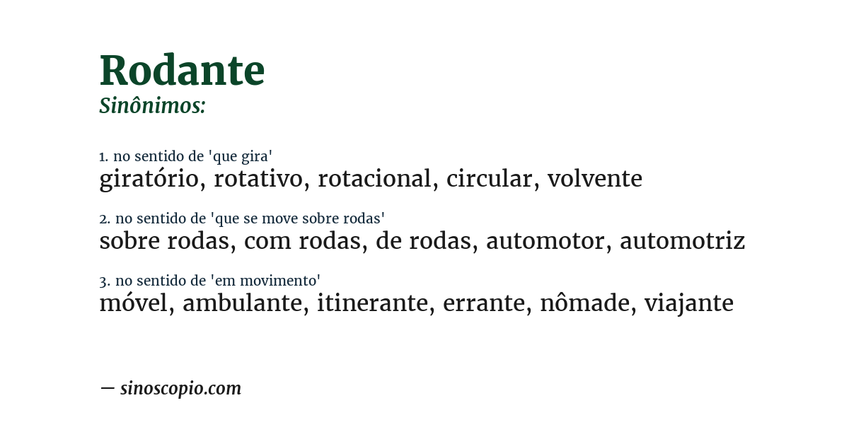 Sinônimo de rodante