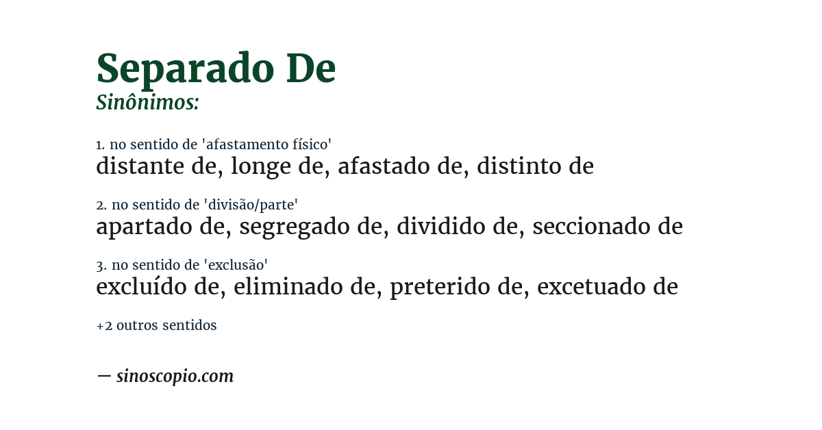 Sinônimo de separado de