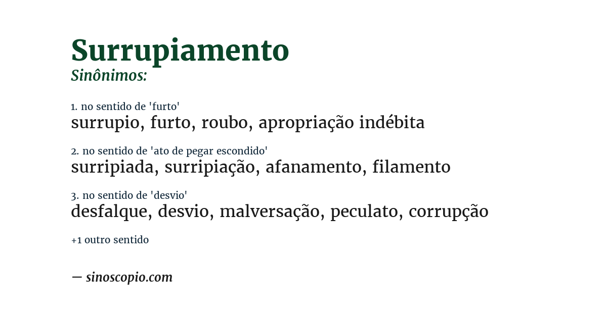 Sinônimo de surrupiamento