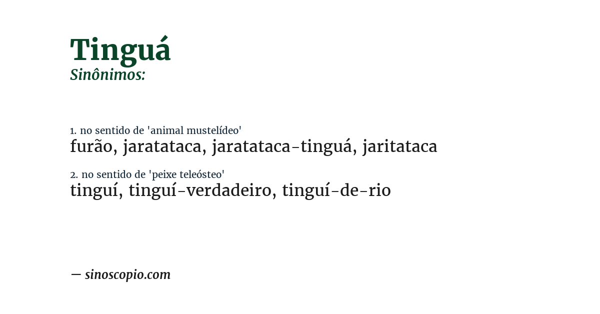 Sinônimo de tinguá