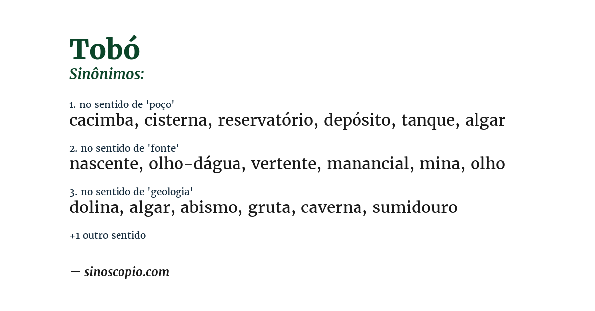 Sinônimo de tobó