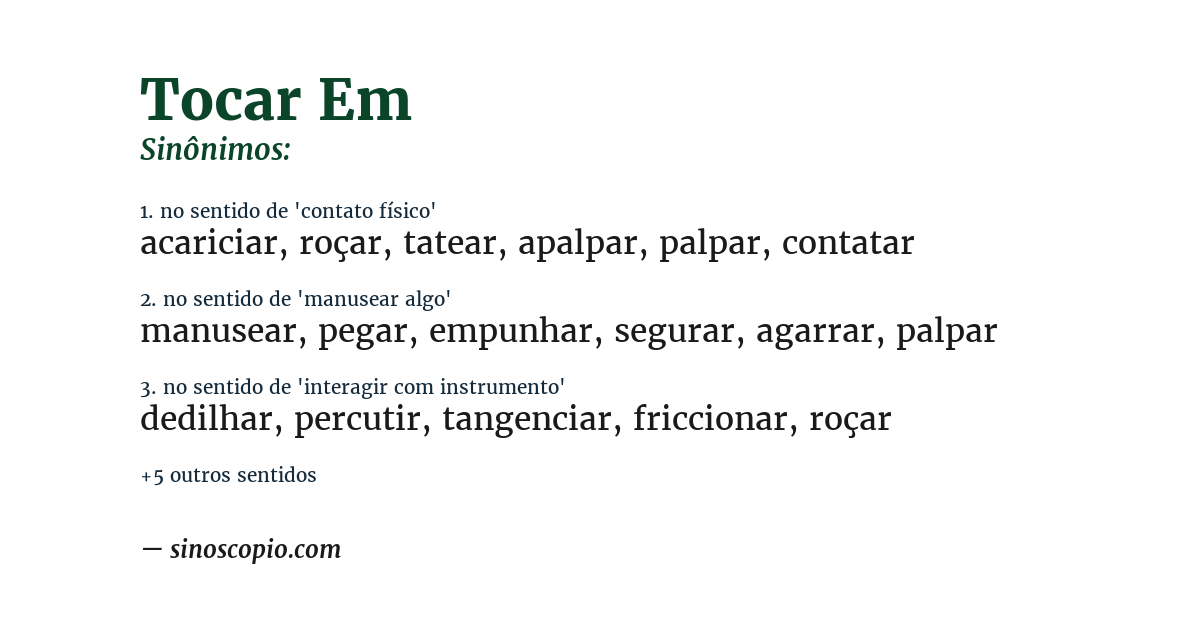 Sinônimo de tocar em