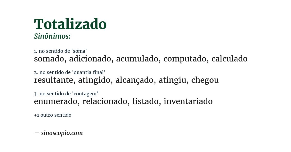Sinônimo de totalizado