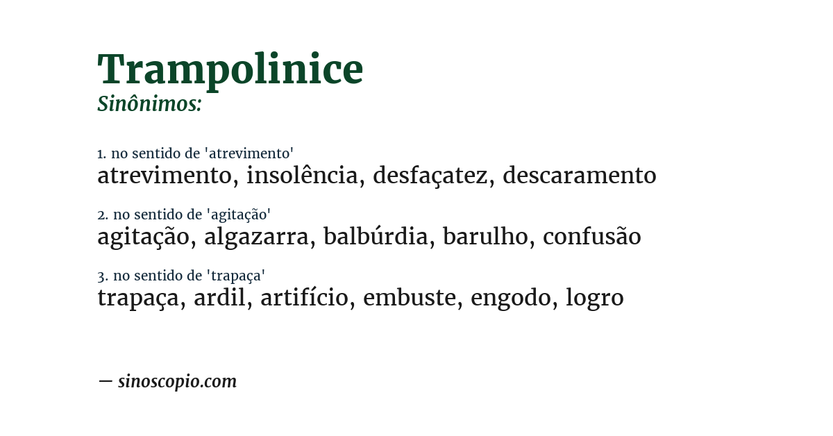 Sinônimo de trampolinice