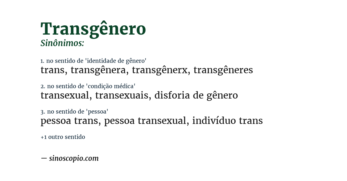 Sinônimo de transgênero