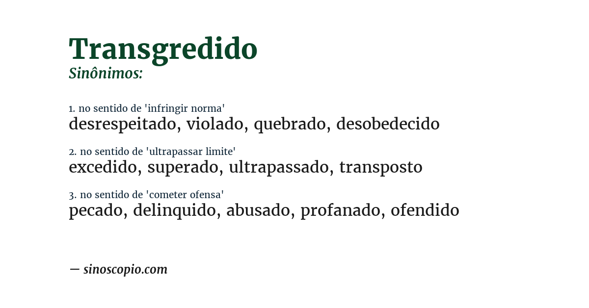 Sinônimo de transgredido