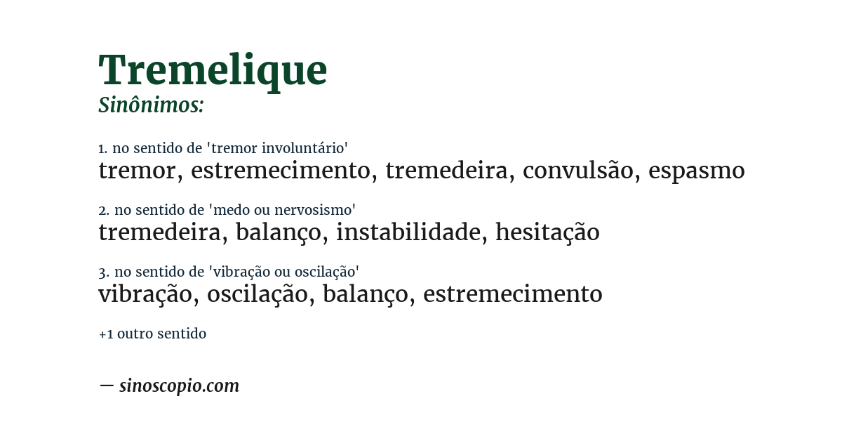 Sinônimo de tremelique
