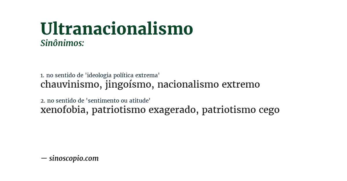Sinônimo de ultranacionalismo