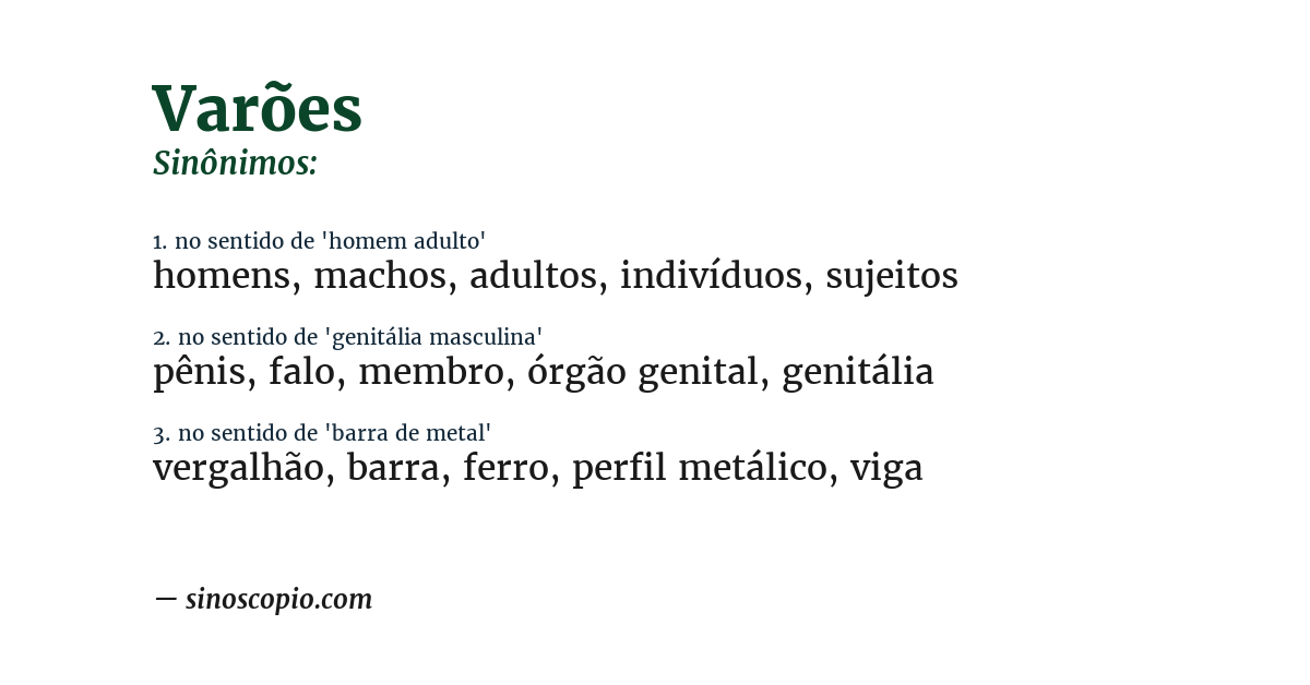 Sinônimo de varões