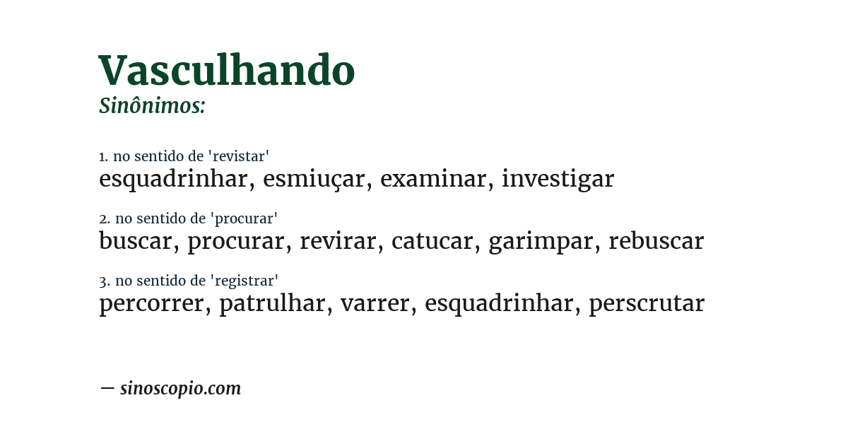 Sinônimo de vasculhando