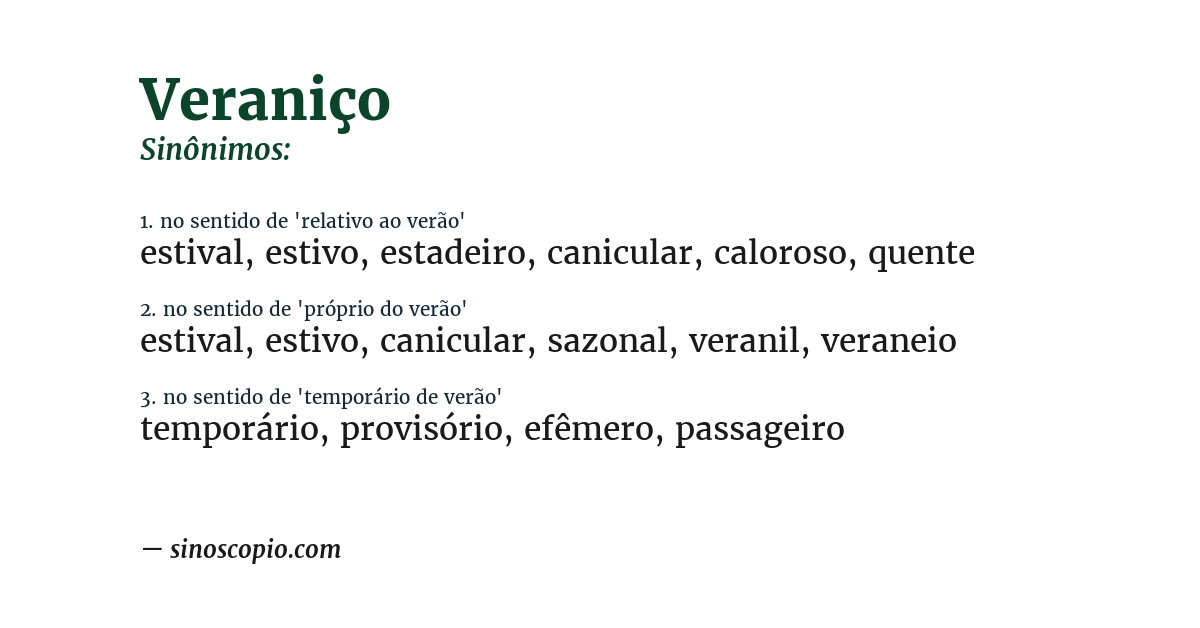 Sinônimo de veraniço