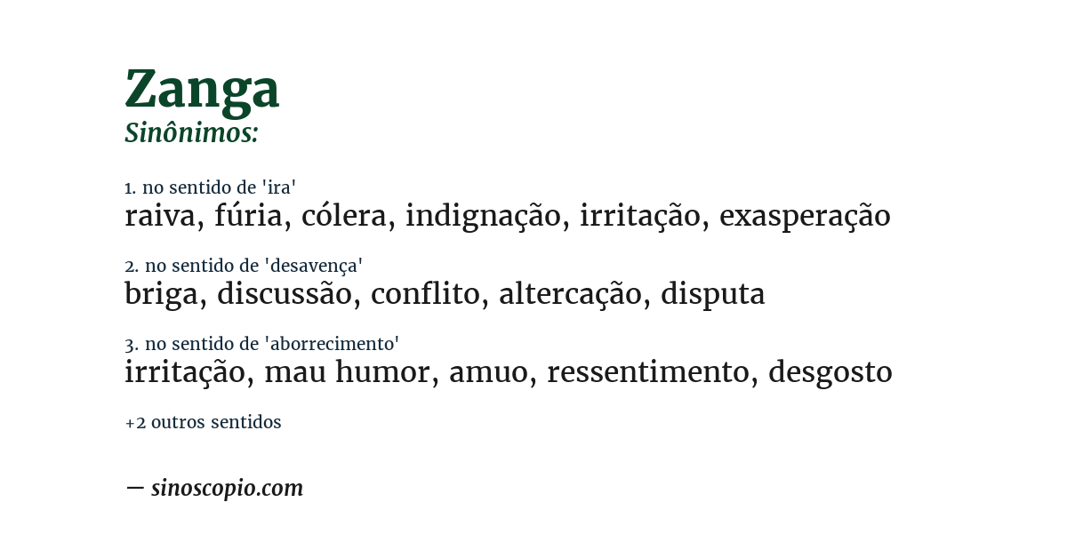 Sinônimo de zanga