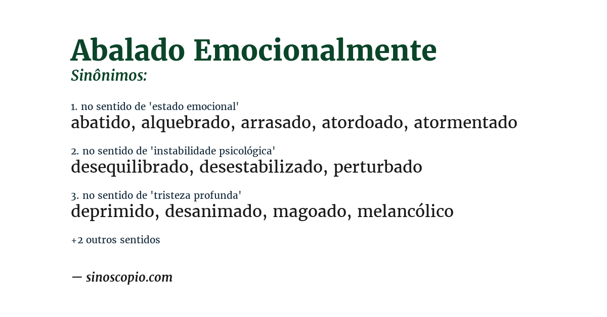 Sinônimo de abalado emocionalmente