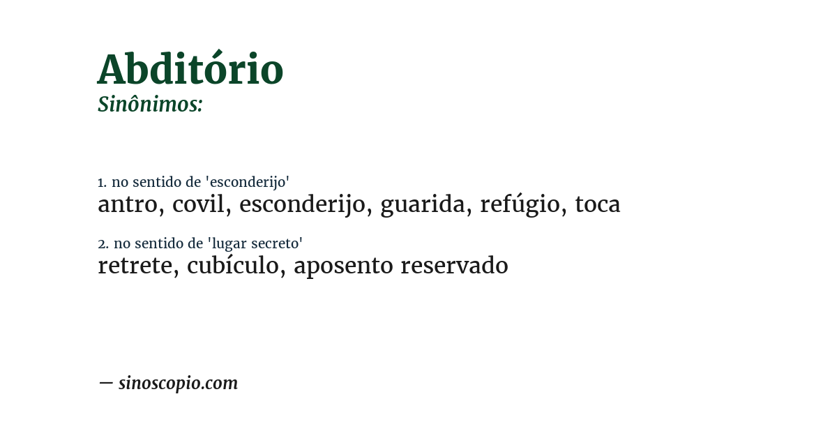 Sinônimo de abditório