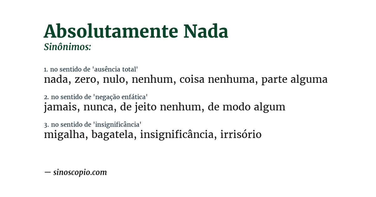 Sinônimo de absolutamente nada