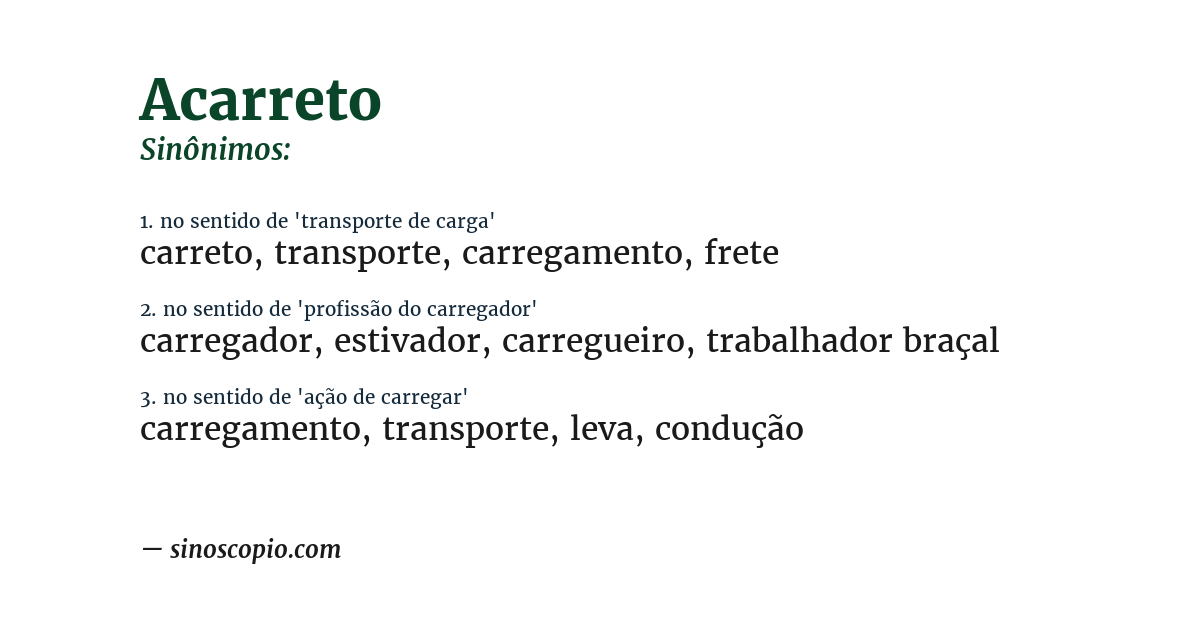 Sinônimo de acarreto