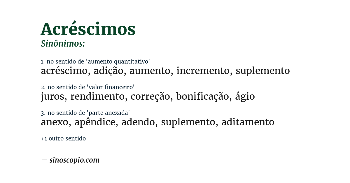 Sinônimo de acréscimos