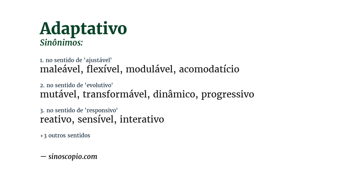 Sinônimo de adaptativo