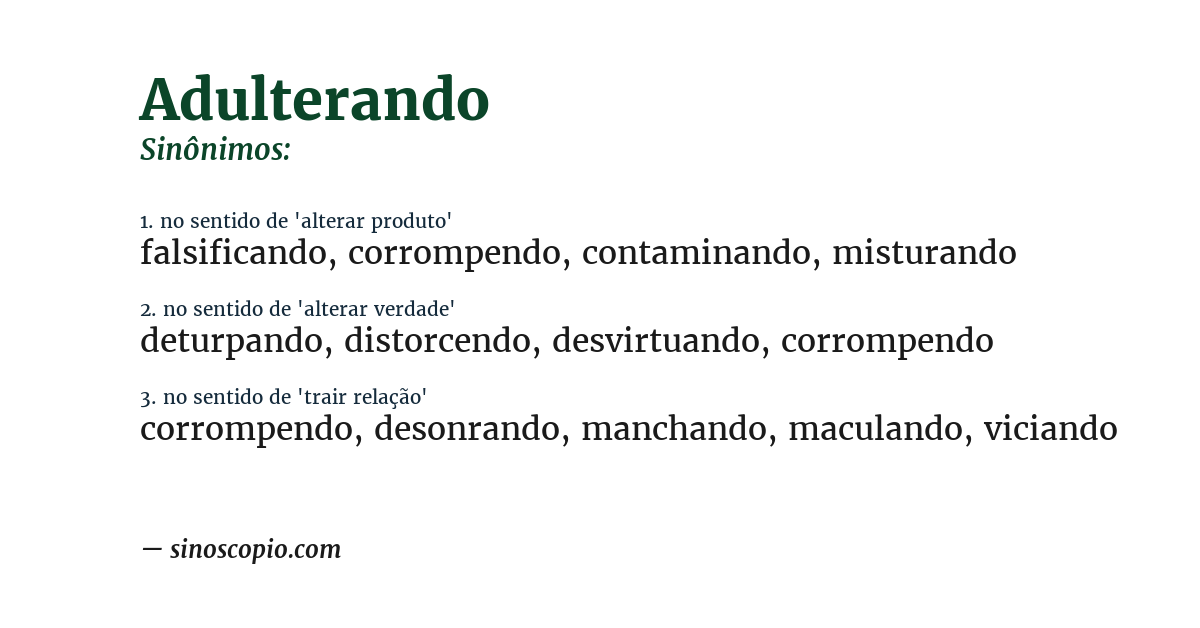 Sinônimo de adulterando
