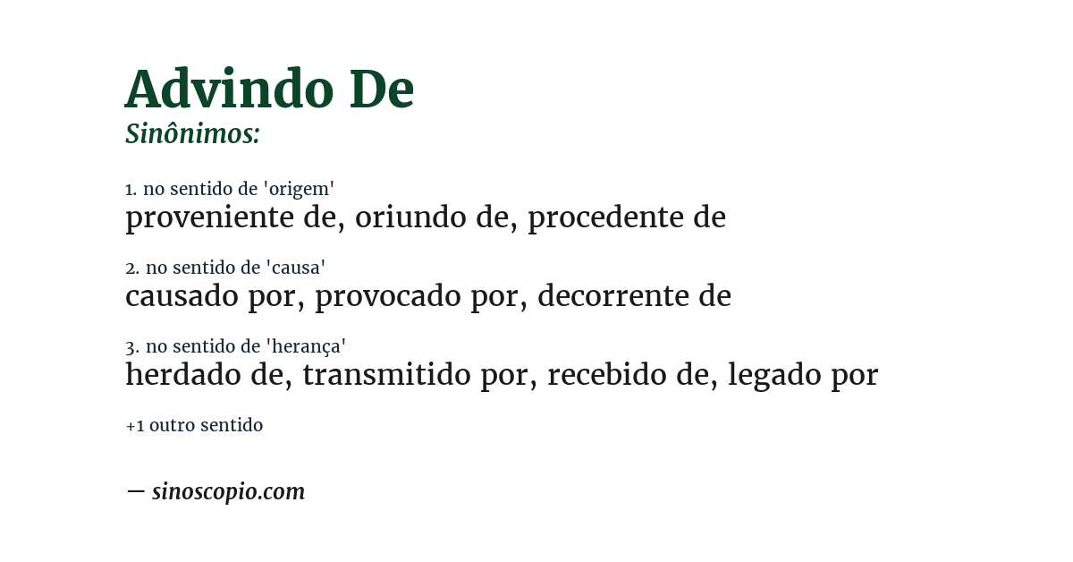 Sinônimo de advindo de