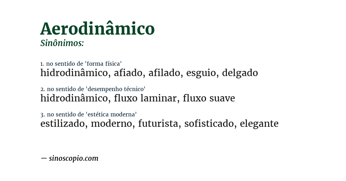 Sinônimo de aerodinâmico