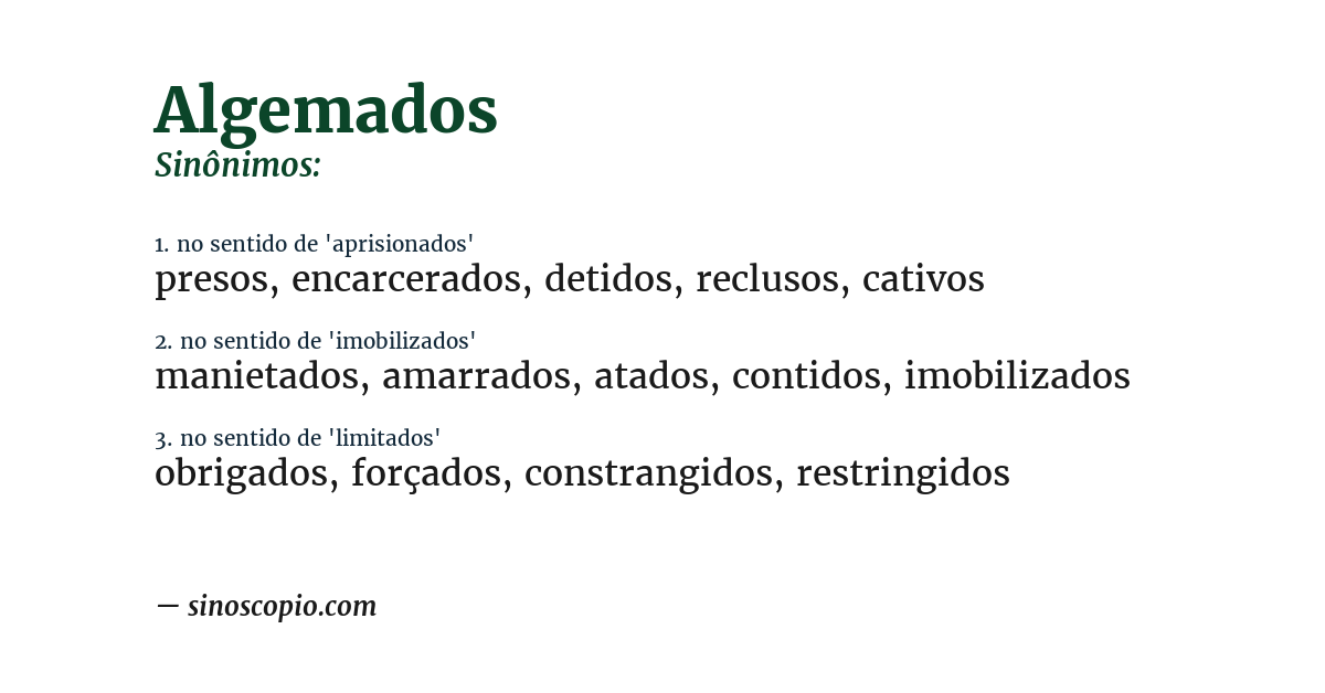 Sinônimo de algemados