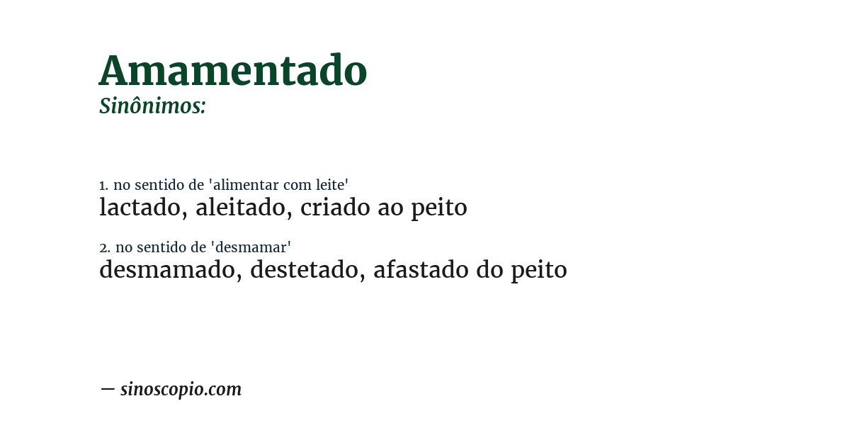 Sinônimo de amamentado