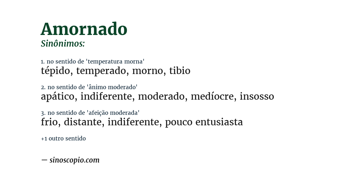 Sinônimo de amornado