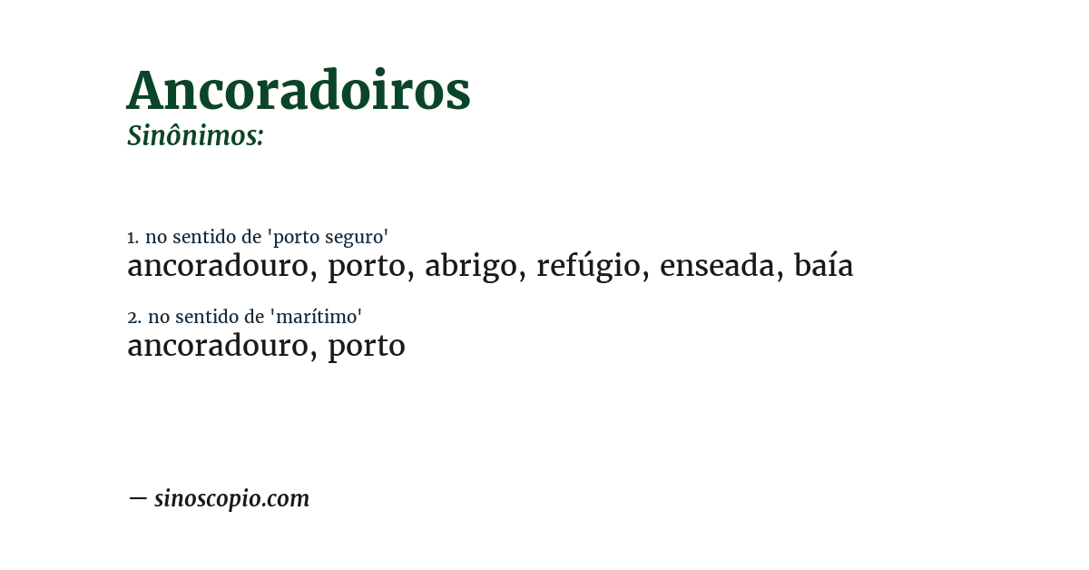 Sinônimo de ancoradoiros