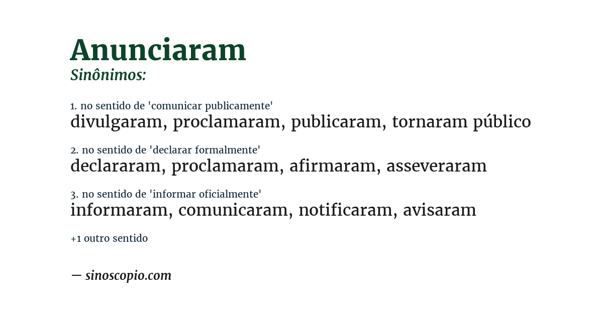 Sinônimo de anunciaram