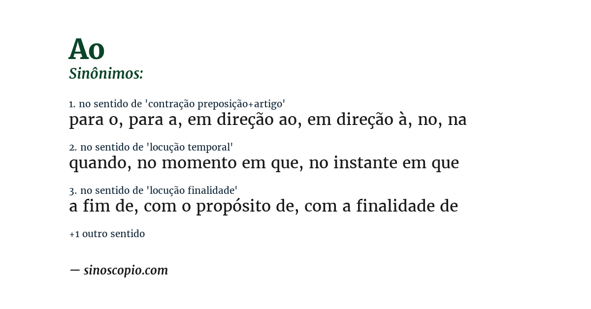 Sinônimo de ao