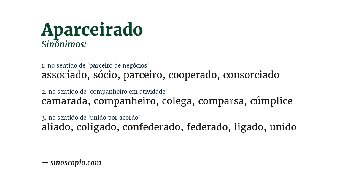 Sinônimo de aparceirado